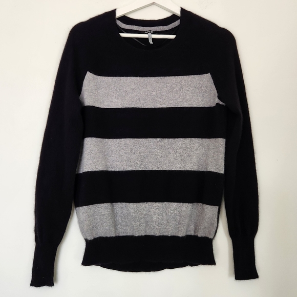 100% Cashmere Striped Grey & Black Women's Sweater Size S - Picture 2 of 10